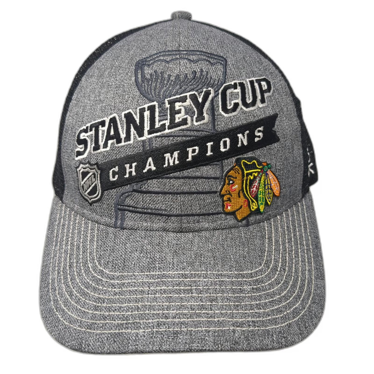 Chicago Blackhawks NHL Reebok Trucker Hat Gray Black One Size 2013 Stanley Cup