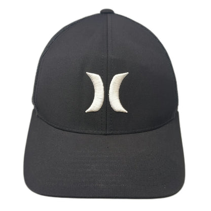 Hurley Trucker Hat Black One Size Mesh Back Snapback Embroidered Logo Surf Style
