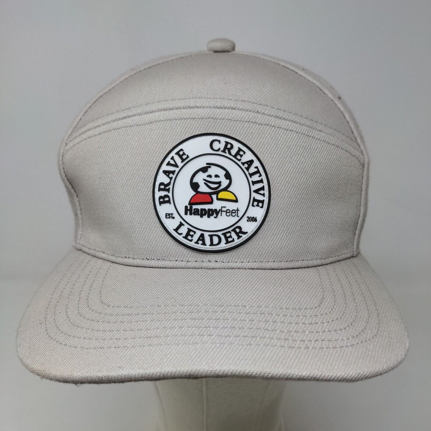 Happy Feet Men's Snapback Mesh Back Hat Tan 3D Brave Creative Leader Logo