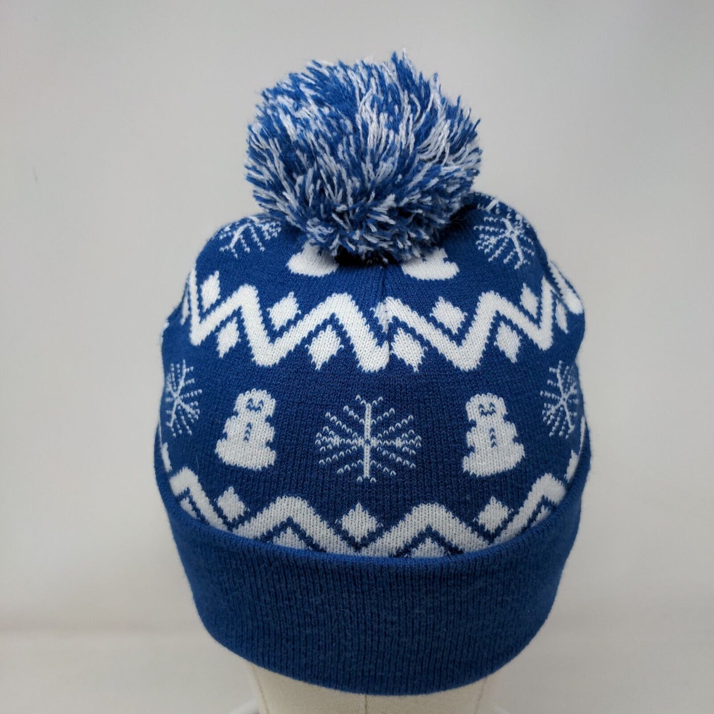 Indianapolis Colts Knit Pom Pom Beanie Hat Blue One Size Fair Isle