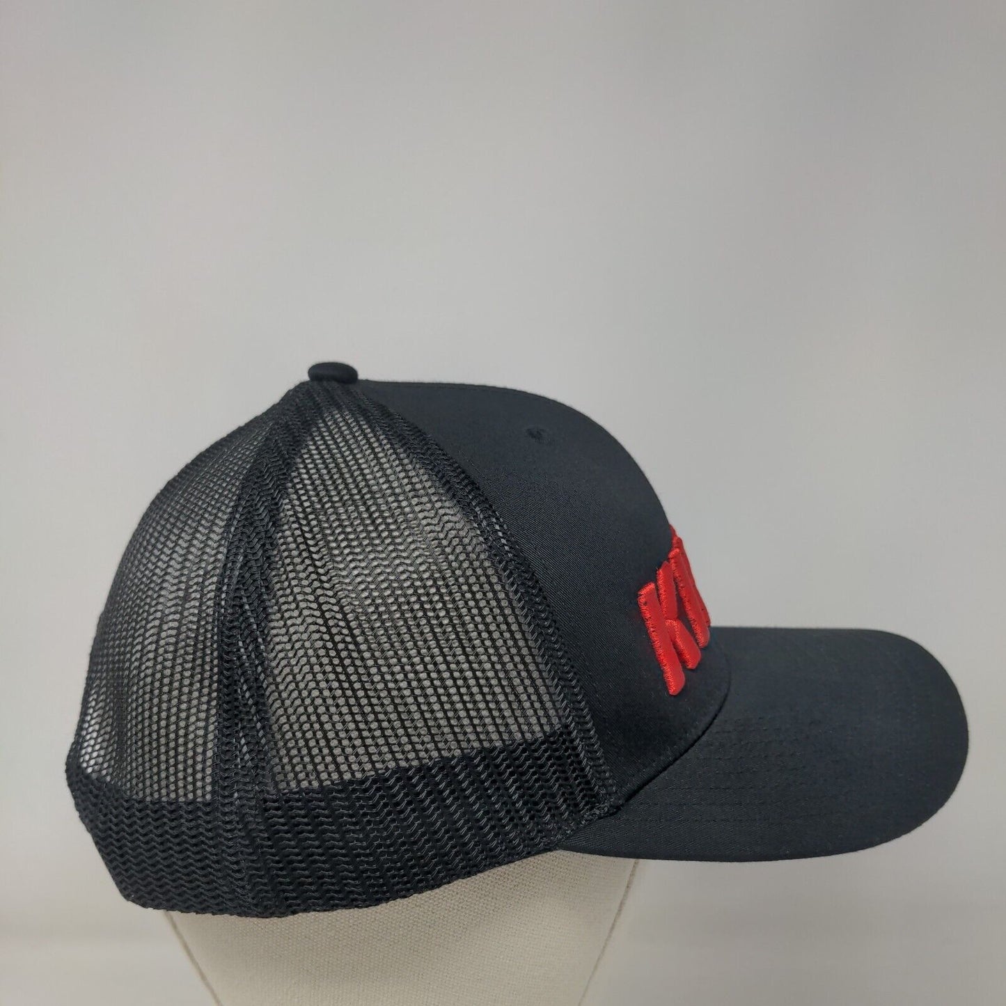 Kixie Snapback Mesh Back Trucker Hat Black One Size Embroidered Lids