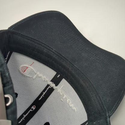 Champion Baseball Cap Black One Size Slideback Leather Strap Embroidered Hat
