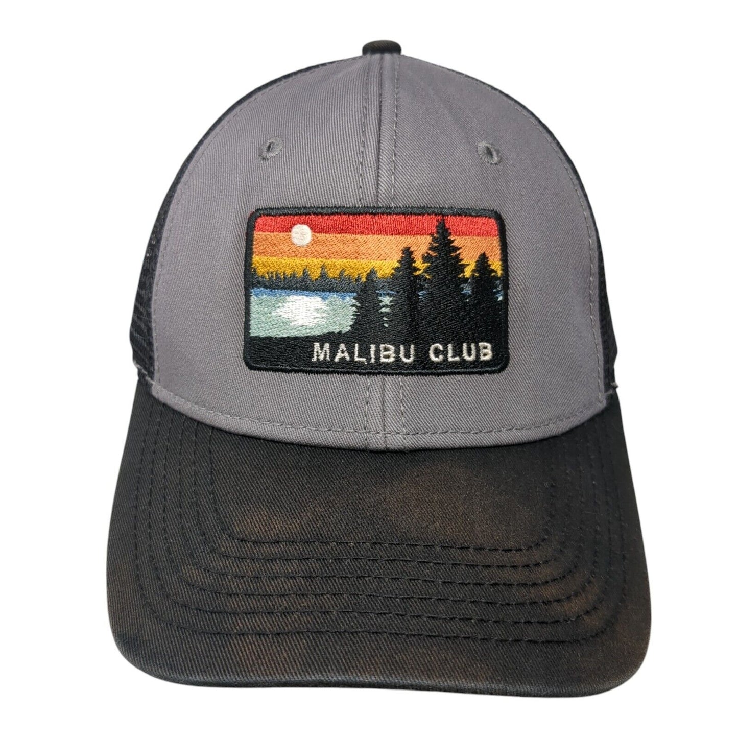 Malibu Club Snapback Trucker Hat Black One Size Mesh Back Blue 84