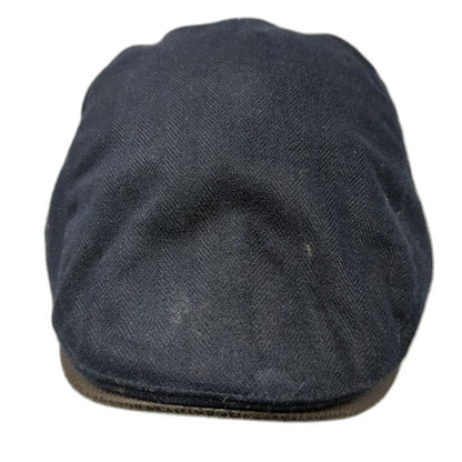 WAR Newsboy Cap Black Brown One Size Herringbone Snap Closure Cotton Blend Hat