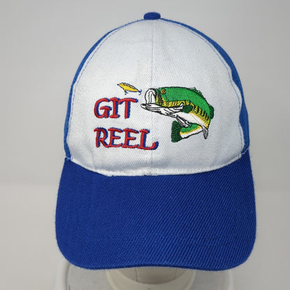 Git Reel Fish Strapback Hat Blue One Size Adjustable Colorblock Outdoor