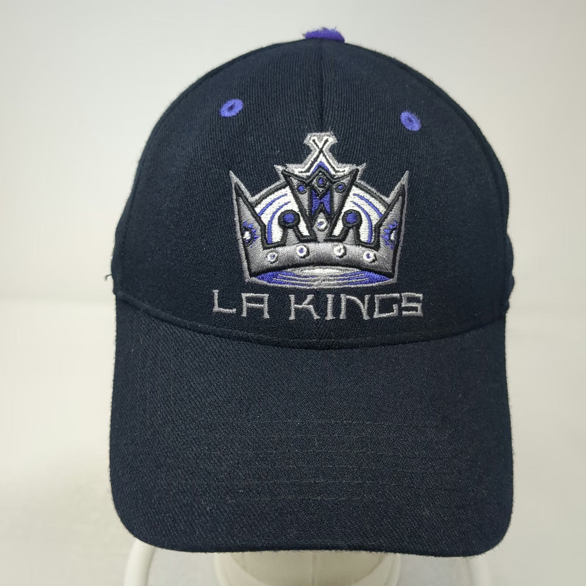 Los Angeles Kings NHL CCM Cap Black One Size Stretch Fit Crown Logo Center Ice