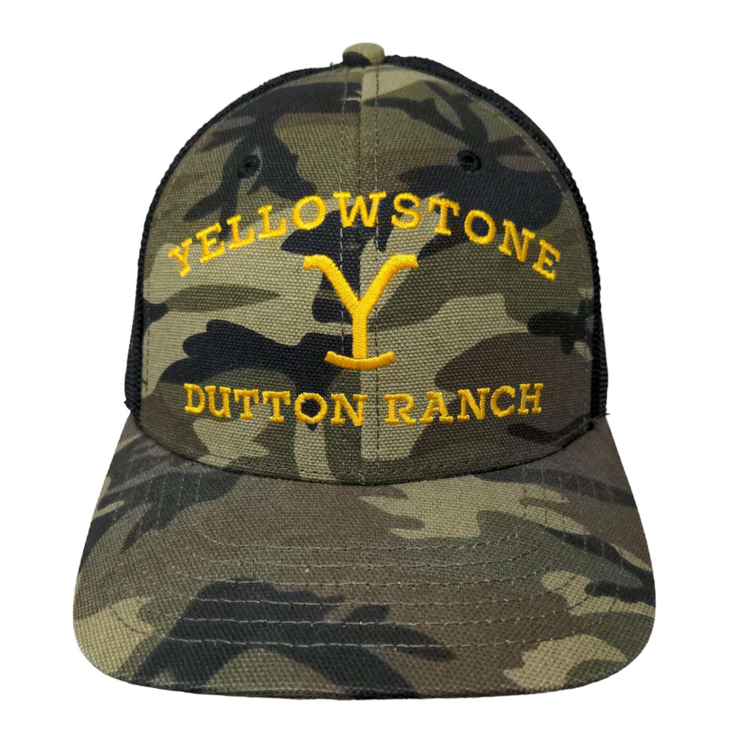 Yellowstone Paramount Men's Snapback Mesh Back Camo Trucker Hat Size OSFM Logo