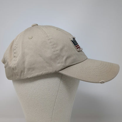 Dorfman Hat Co Baseball Cap Beige One Size USA American Flag Frayed Slideback
