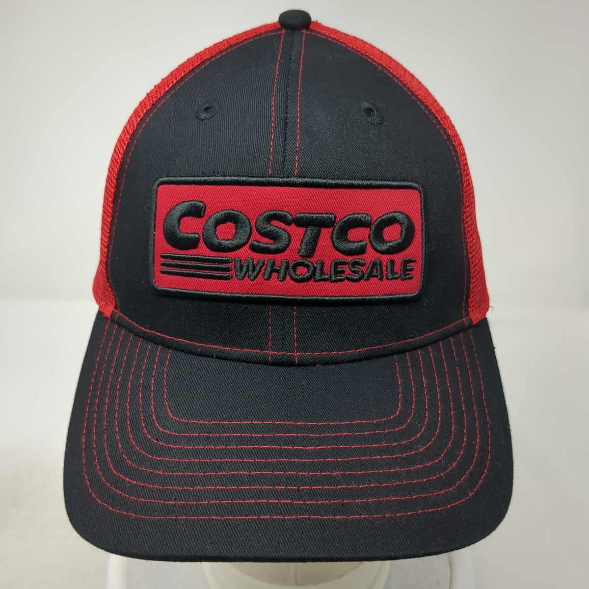 Bamko Trucker Hat Black Red One Size Costco Wholesale Mesh Snapback Patch