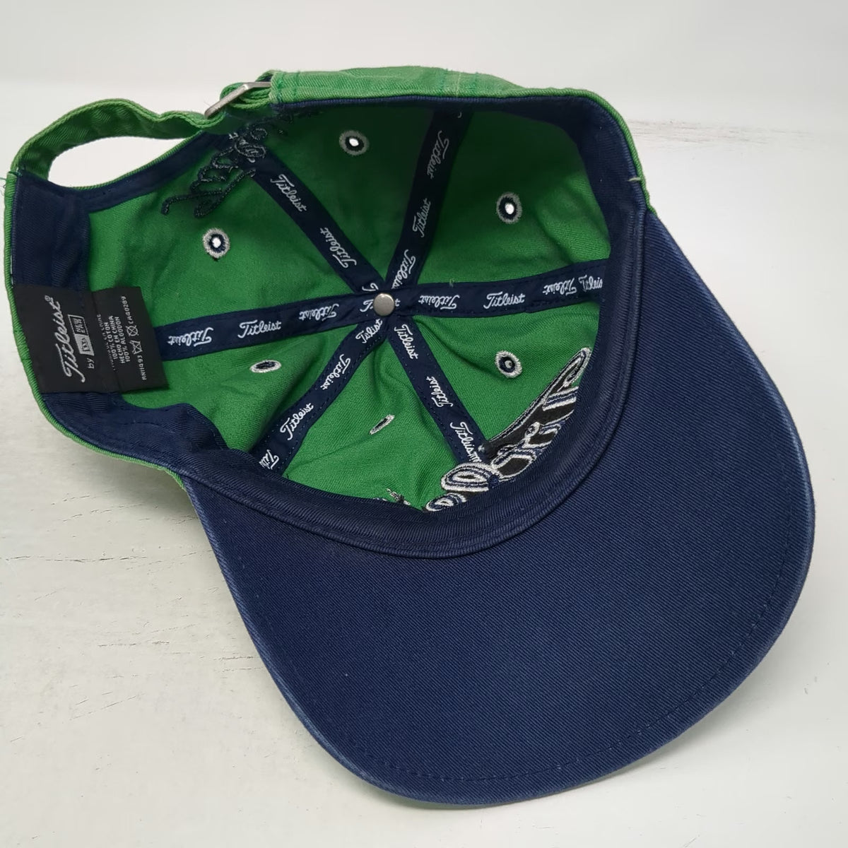 Titleist Baseball Cap Green One Size Blue Logo Slideback Curved Bill Golf Hat