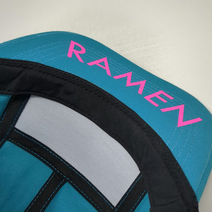 Pasta Ramen 5 Panel Blue Pink Hat One Size Slideback Graphic Text Underbrim