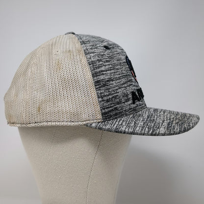 Ariat Trucker Hat Gray One Size Mesh Back USA Flag Logo Snapback Flexfit 110