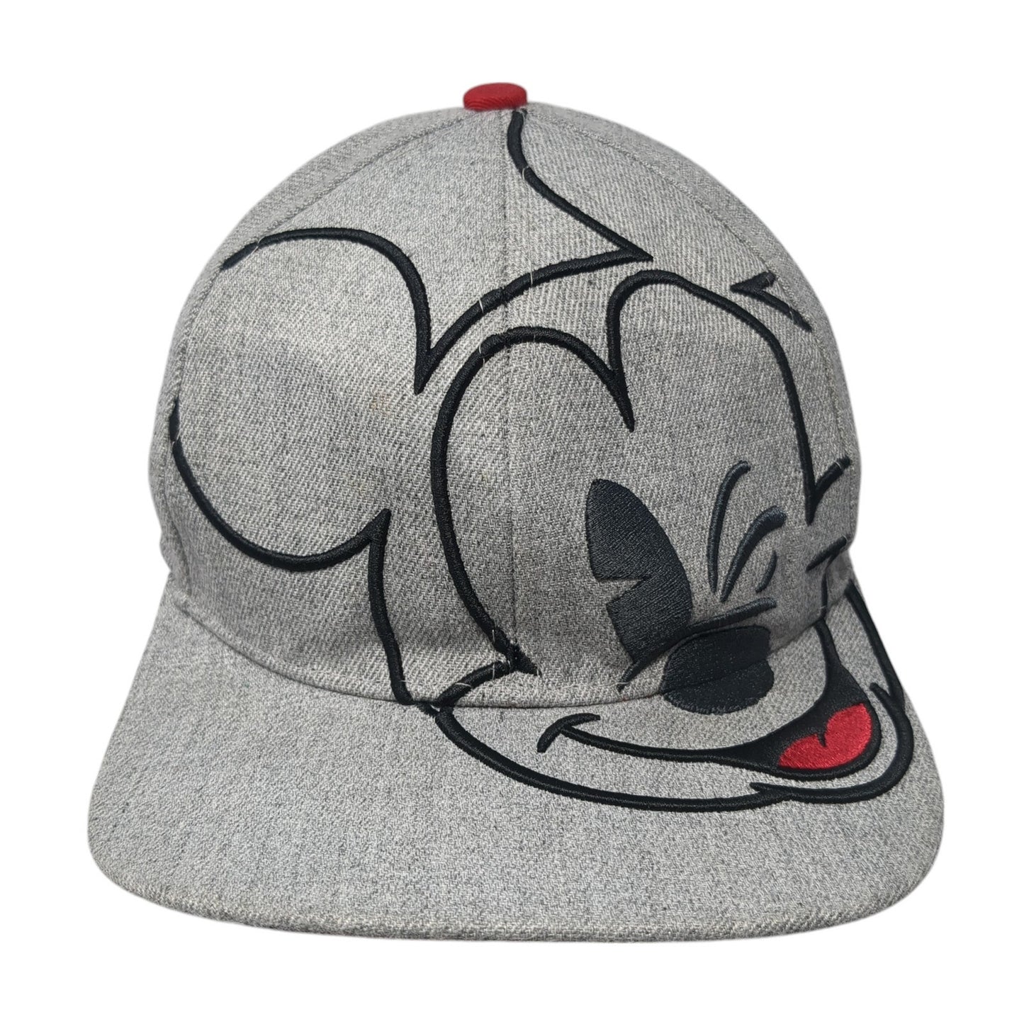 Mickey Mouse Face Snapback Hat Gray One Size Adjustable Disney 6 Panel