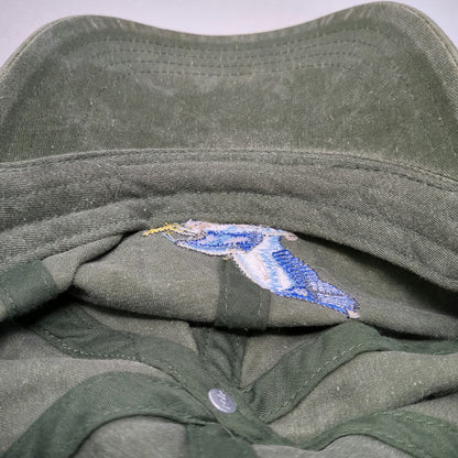 Eco Baseball Cap Green One Size Slideback Embroidered Flying Blue Heron Hat