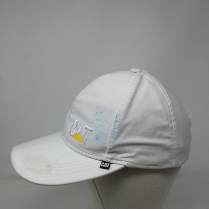 CAT Slideback Hat White OS Adjustable Embroidered Logo Vented Holes 6 Panel