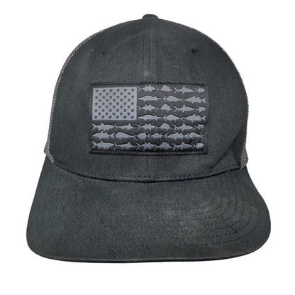 USA Flag Fish Unisex Fitted Trucker Hat Gray L/XL Mesh Back Columbia PFG