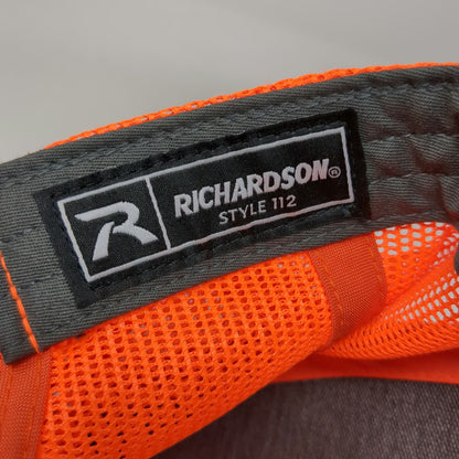 Richardson Trucker Hat Gray Orange One Size Snapback Mesh Salmon Electrical Logo