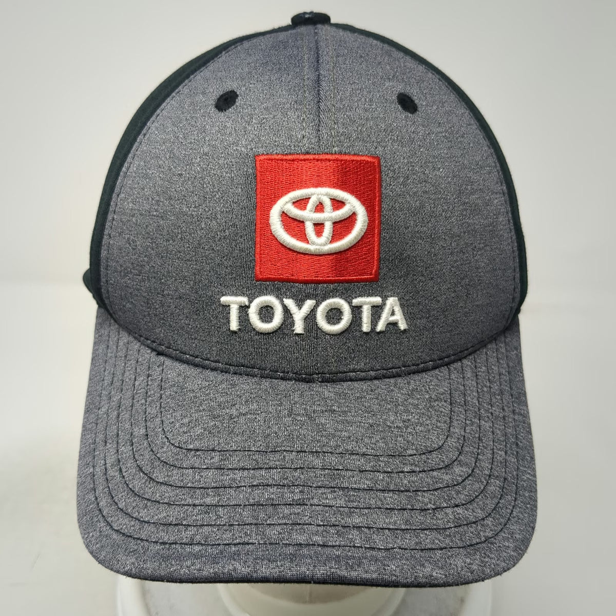 Toyota Baseball Cap Gray One Size Fitted Racing Logo Heathered Curved Brim Hat