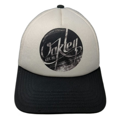 Oakley Trucker Hat White Black One Size Mesh Back Snapback Logo Graphic Hat