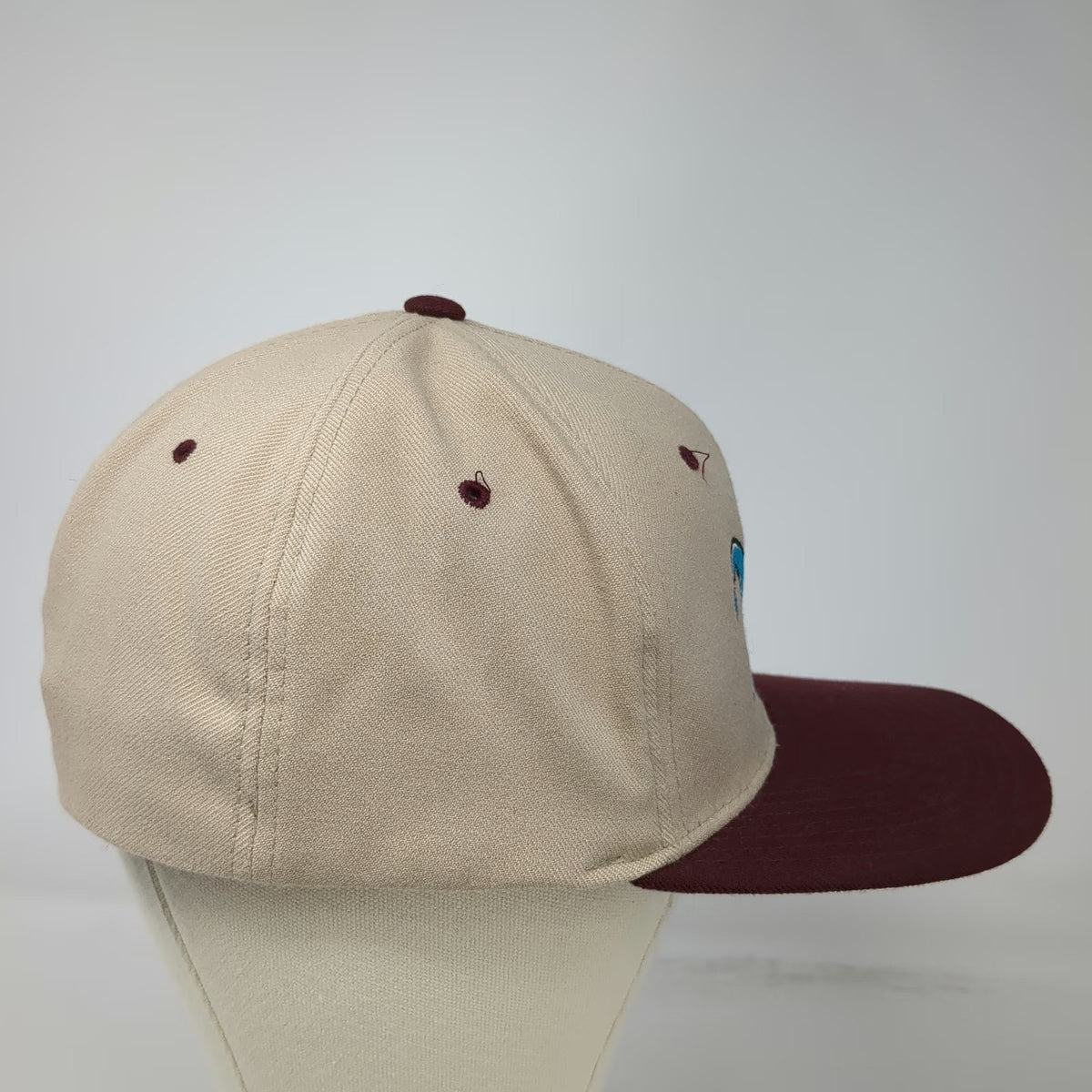 Flexfit Baseball Cap Beige Red One Size Mascot Logo Contrast Brim Sports Hat