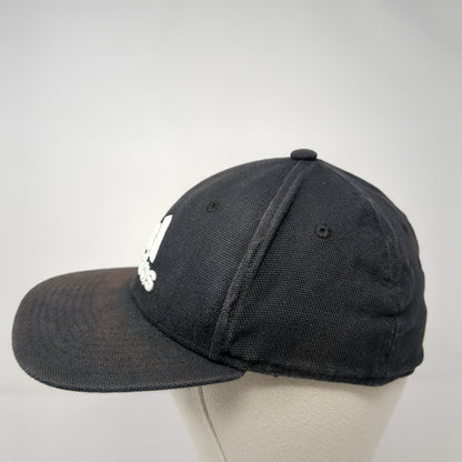 Adidas 3 Stripes Fitted Hat Black S/M Embroidered A-Flex 6 Panel