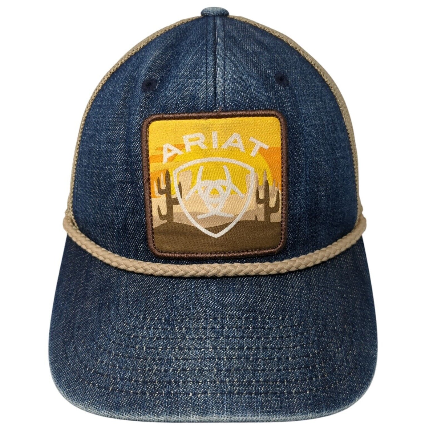 Ariat Patch Snapback Rope Trucker Hat Multi One Size Mesh Back Denim