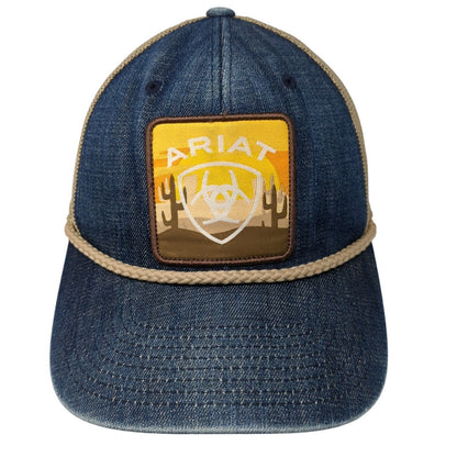 Ariat Patch Snapback Rope Trucker Hat Multi One Size Mesh Back Denim