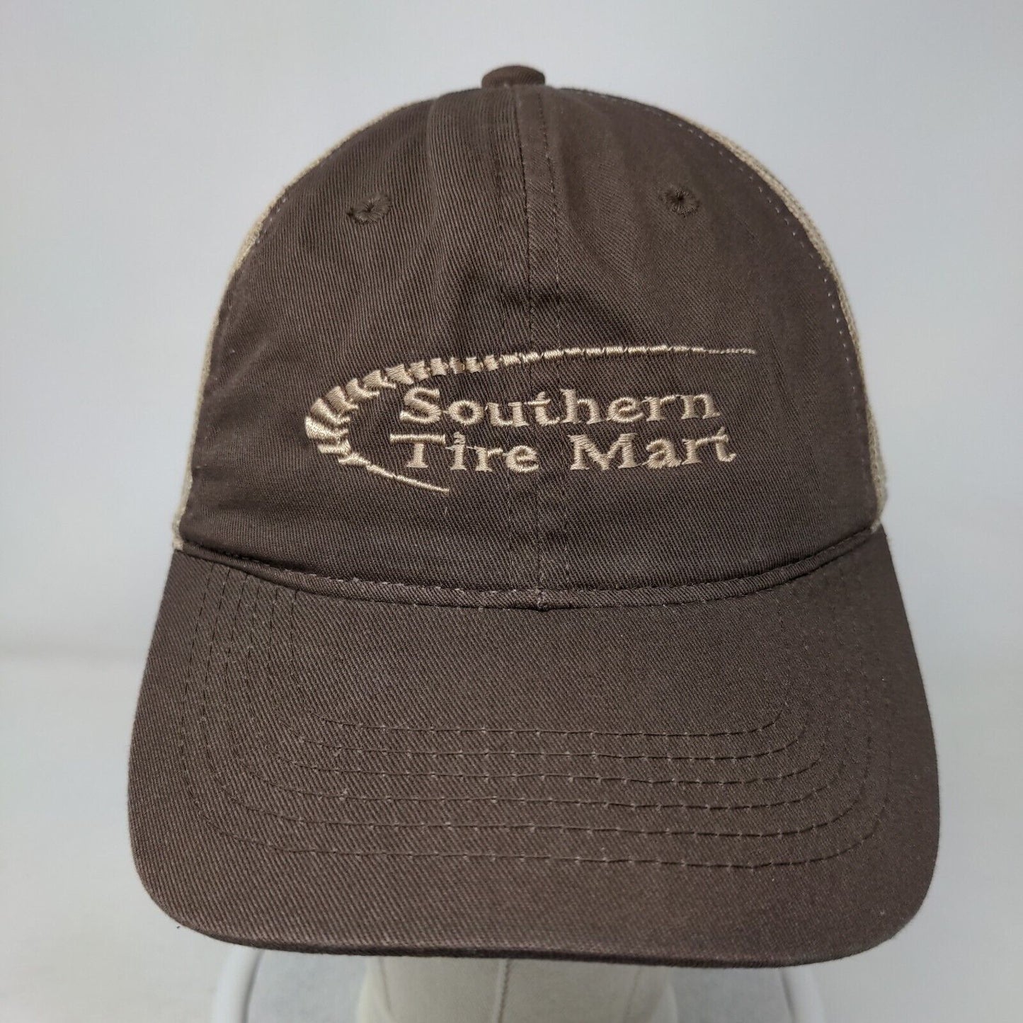Southern Tire Mart Adult Strapback Trucker Hat Brown OS Mesh Back Outdoor Cap