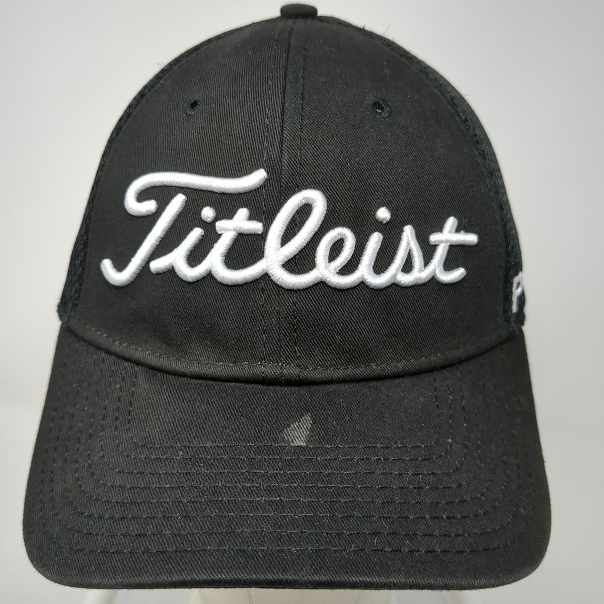 New Era Titleist Baseball Cap Black M Mesh FootJoy Pro V1 Stretch Fit Hat