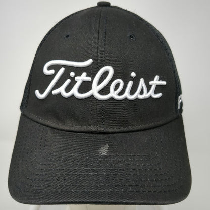 New Era Titleist Baseball Cap Black M Mesh FootJoy Pro V1 Stretch Fit Hat