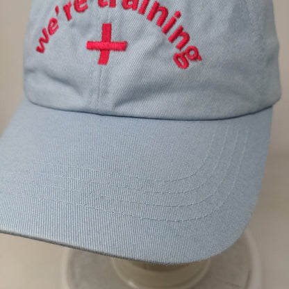 We're Training Slideback Hat Blue One Size Embroidered The Classics Yupoong