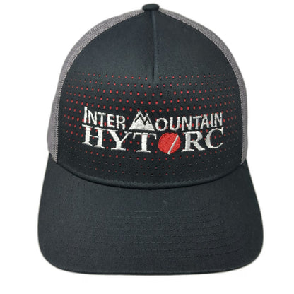 Richardson Trucker Hat Black One Size Snapback Intermountain Hytorc Red Brim