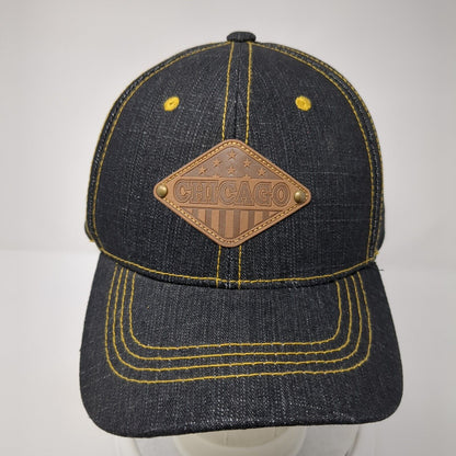 Chicago Strapback Hat Blue OS Adjustable Embroidered Leather Patch Pit Bull
