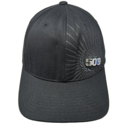 509 Baseball Cap Black XL Flexfit Metal Logo Sunburst Embroidered Stretch Hat