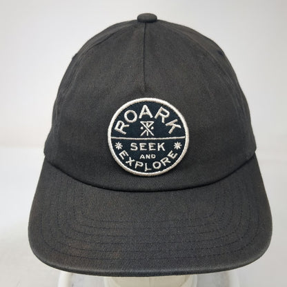 Roark 5 Panel Black Hat One Size Seek and Explore Cotton Spandex Slideback Patch