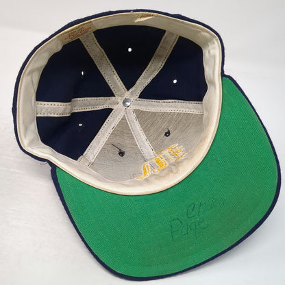 New Era Baseball Cap Blue 7 1/4 Gothic M Fitted Pro Model Green Underbrim Hat