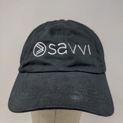 Savvi Men's Slideback Hat Black Adjustable Embroidered Logo 100% Cotton