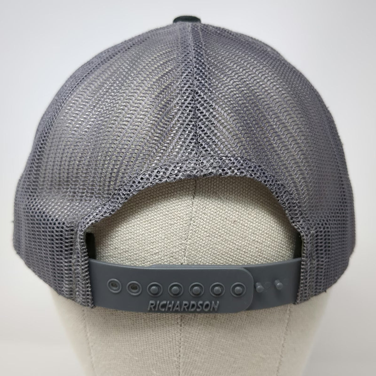 Richardson Trucker Hat Black OSFM Leather Patch Lazy Ranch Gray Mesh Snapback