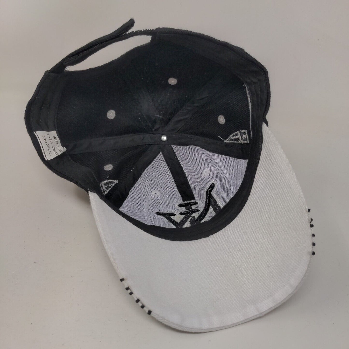 NY New York Strapback Hat Black OSFA Adjustable Embroidered Logo Vented Holes