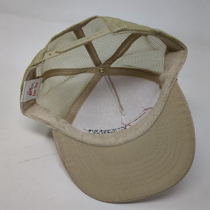 Garden-Ellis Equipment Snapback Trucker Hat Tan OS Adjustable Mesh Back Otto