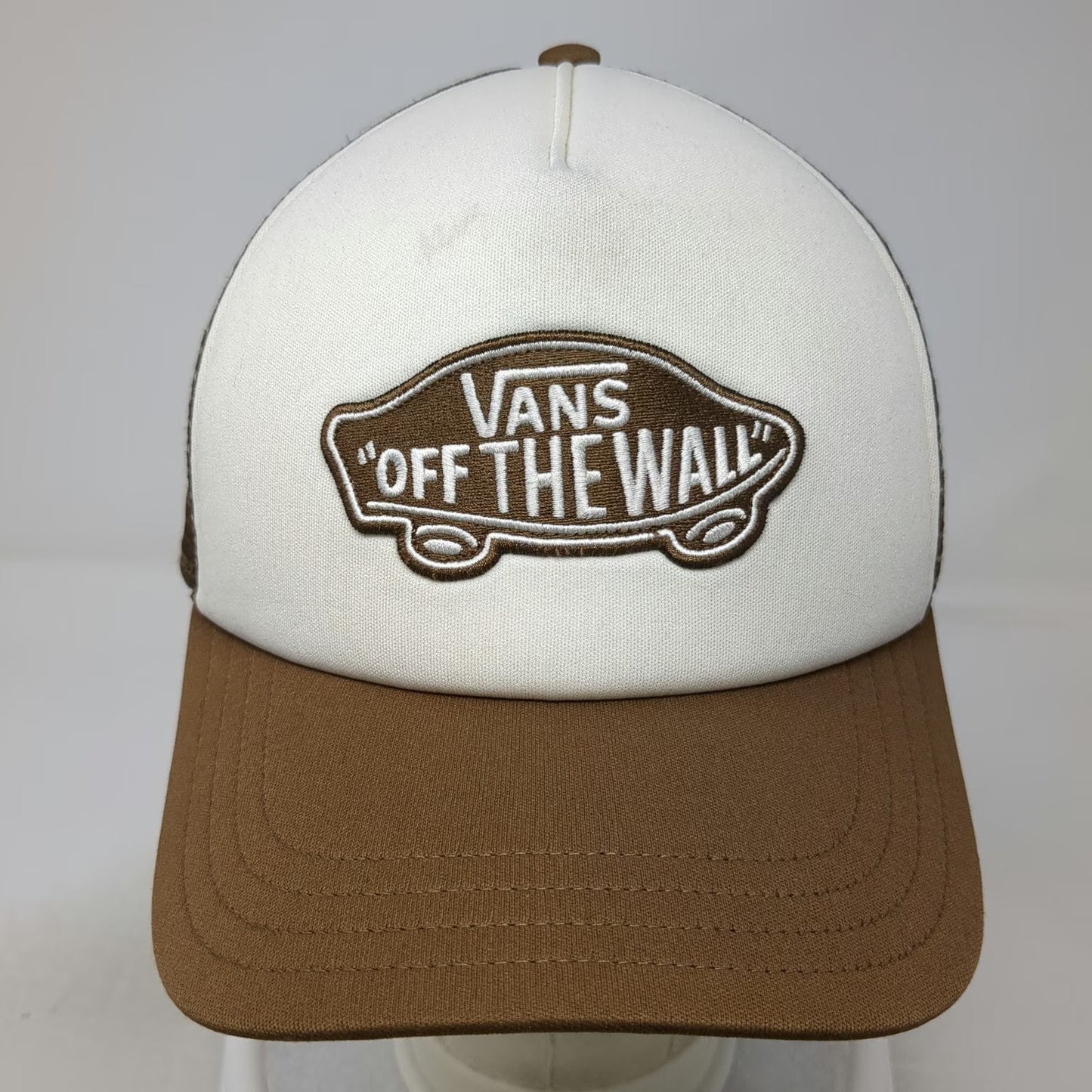 Vans Trucker Hat Brown One Size Off The Wall Skateboard Logo Mesh Back Patch