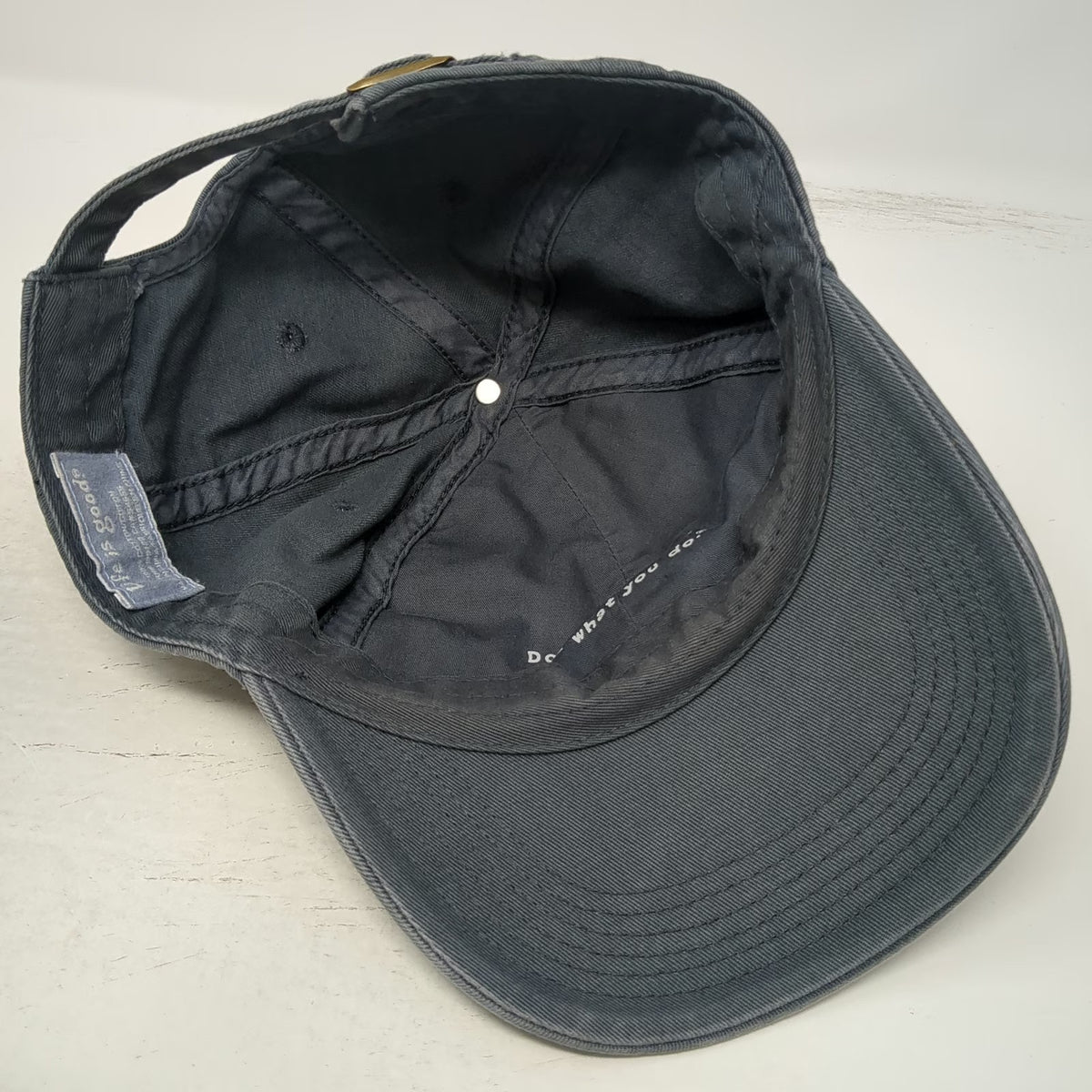 Life is Good Baseball Cap Gray One Size Slideback Cotton Embroidered Patch Hat