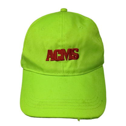 ACMS Strapback Hat Green One Size Adjustable Embroidered Vented Holes 6 Panel