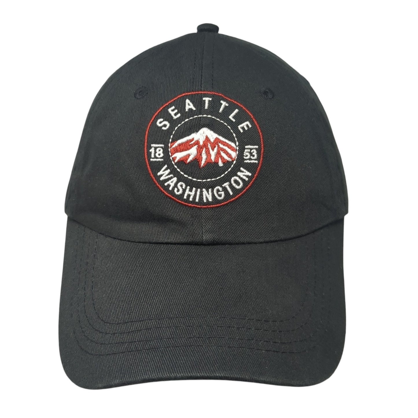 Seattle Washington 1853 Baseball Cap Black One Size Adjustable Prairie Mountain