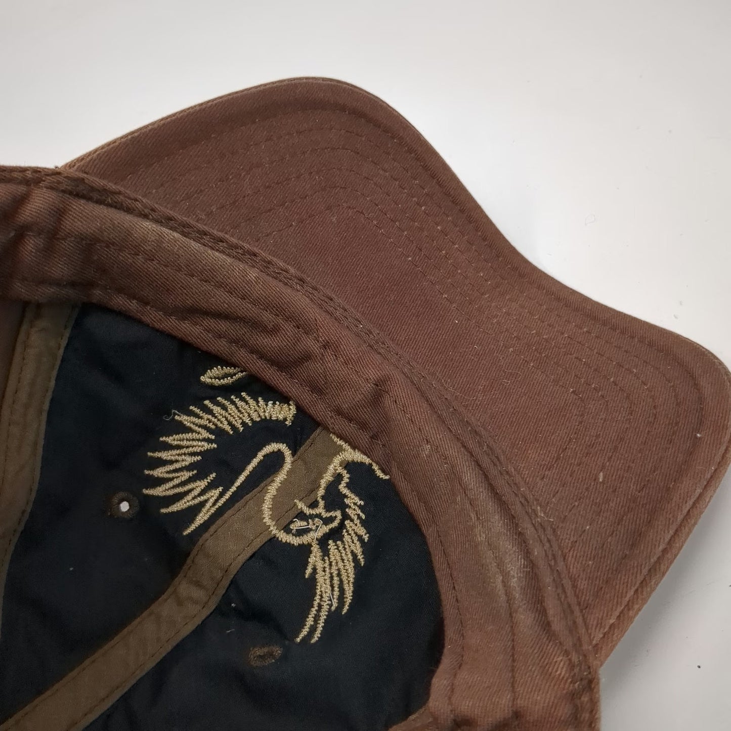 Bugle Boy Baseball Cap Brown One Size Cotton Embroidered Eagle Graphic hat