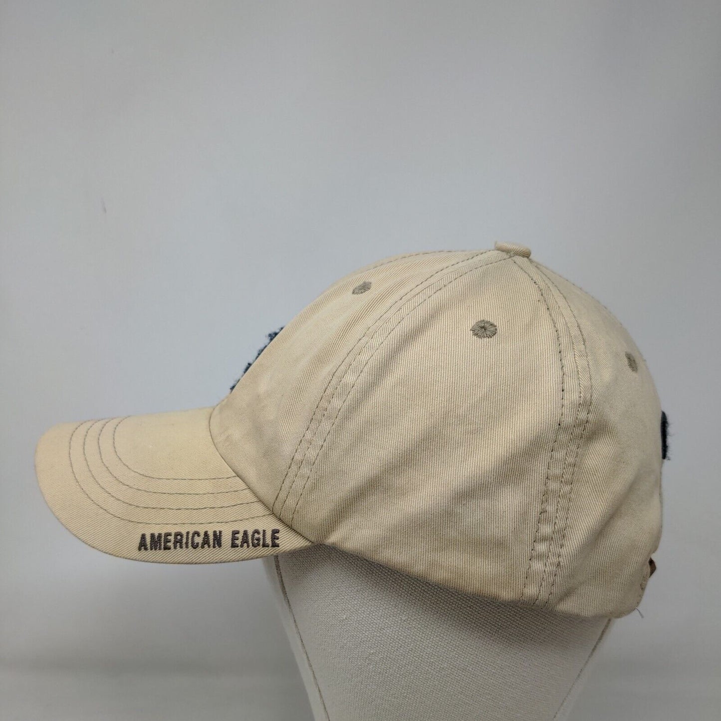 American Eagle Slideback Hat Tan OSFA Embroidered Adjustable 6 Panel