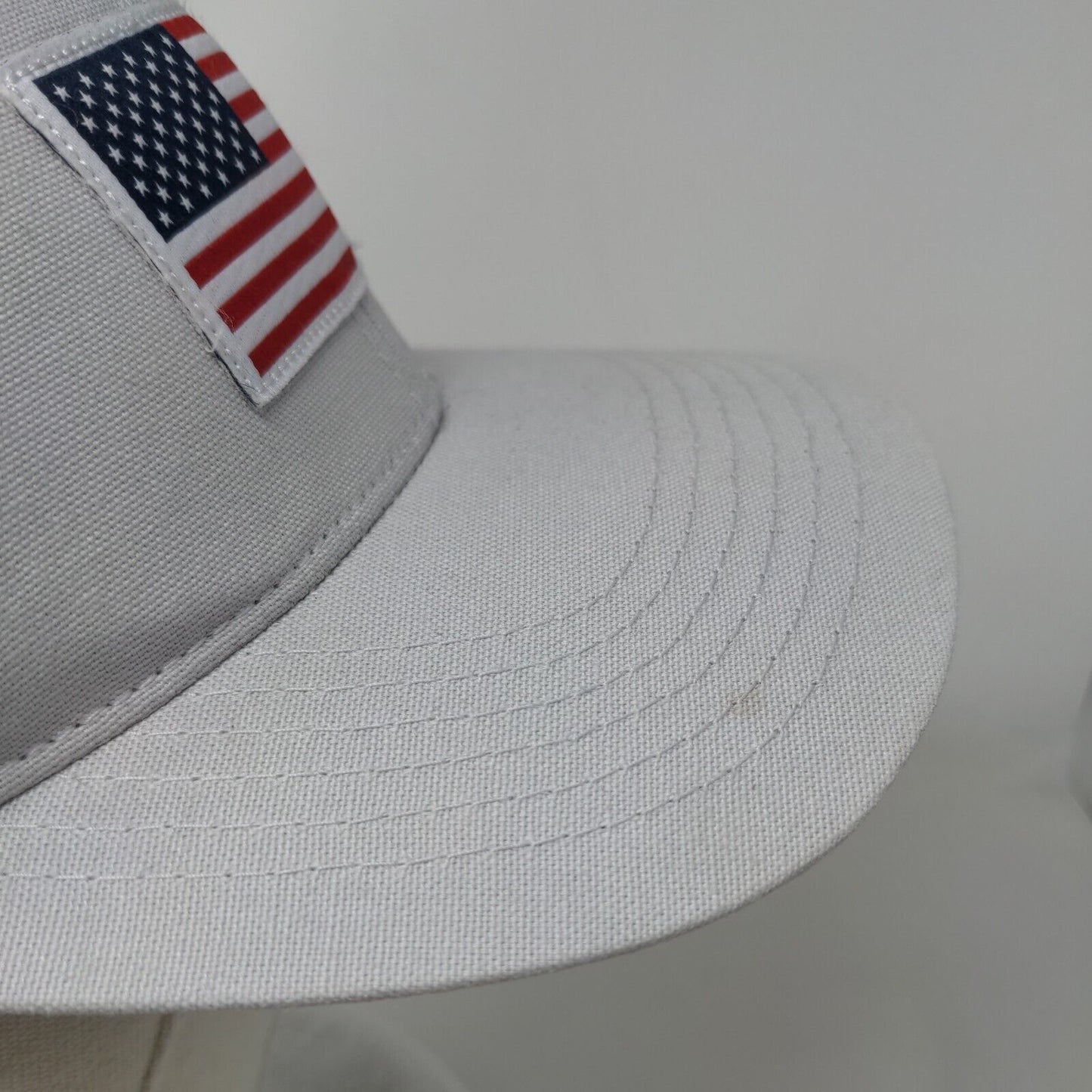 American Flag Patch Strapback Hat Gray One Size Adjustable 6 Panel