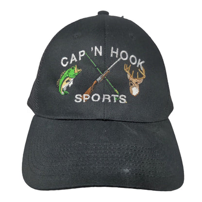 Cap'n Hook Sports Snapback Mesh Back Trucker Hat Black One Size Embroidered