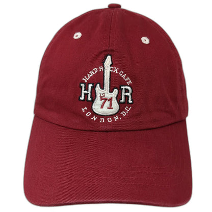 Hard Rock Cafe Baseball Cap Red One Size Embroidered Guitar Logo London DC Hat