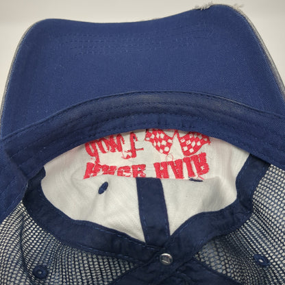 Race Hair Don't Care Strapback Trucker Hat Blue One Size Mesh Back